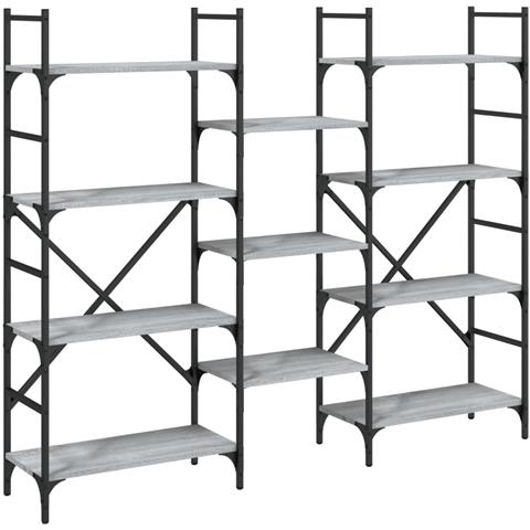 Libreria Grigio Sonoma 160x28,5x136,5 Cm In Legno Multistrato - Foto 2