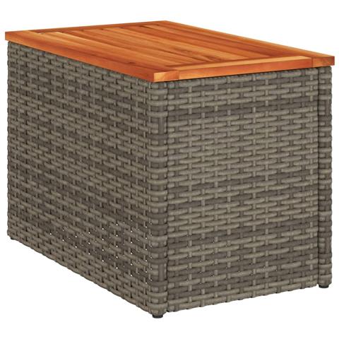 Tavolini Giardino 2pz Grigi 55x34x37 Polyrattan Legno Massello - Foto 2