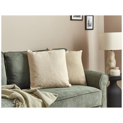 Set Di 2 Cuscini Leuzea Bouclé 45 X 45 Cm Beige Tinta Unita - Foto 1
