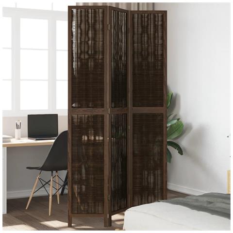 Divisorio Ambienti 3 Pannelli Marrone Scuro Massello Paulownia - Foto 1