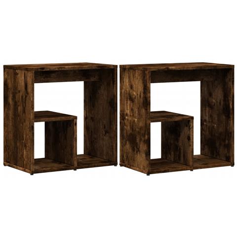Tavolini 2pz Rovere Fumo 50x30x50 Cm In Legno Multistrato - Foto 2