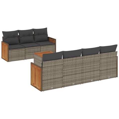 Set Divano da Giardino 8 pz con Cuscini Grigio in Polyrattan - Foto 1