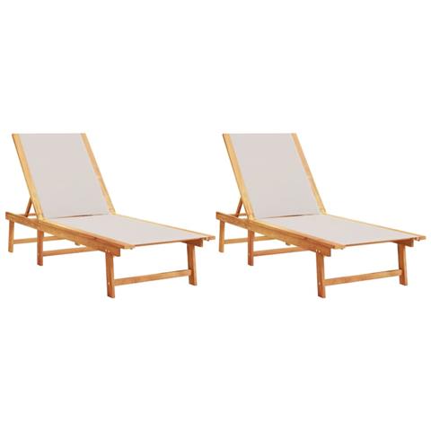 Lettini Prendisole 2 Pz Grigi Legno Massello Acacia E Textilene - Foto 2