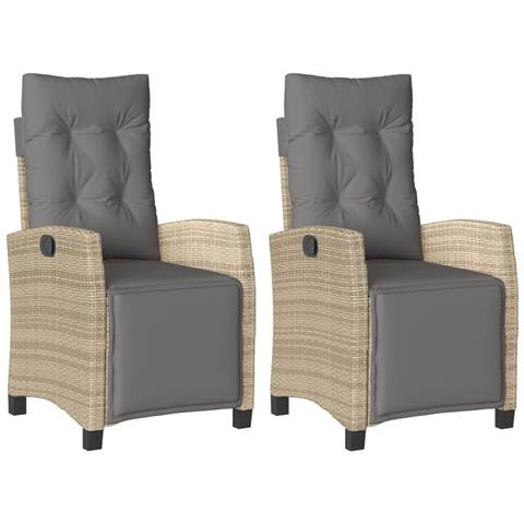 Sedie da Giardino Reclinabili 2 pz con Poggiapiedi Polyrattan - Foto 1
