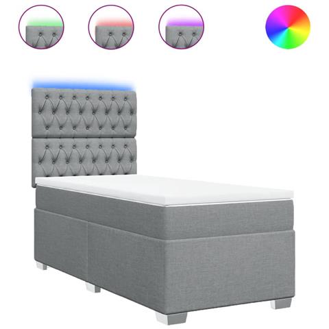 Giroletto a Molle con Materasso Grigio Chiaro100x200 cm Tessuto - Foto 1