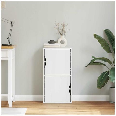 Armadietto Laterale Odda Bianco 40x24x79 Cm Legno Massello Pino - Foto 3