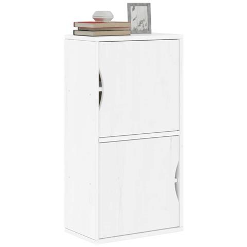 Armadietto Laterale Odda Bianco 40x24x79 Cm Legno Massello Pino - Foto 1