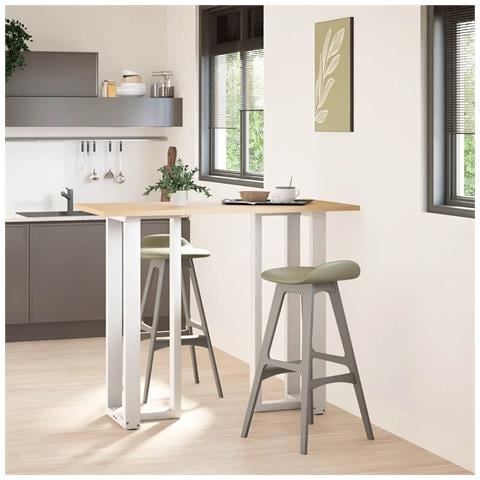 Gambe Tavolo Bar A Forma T 2pz Bianco 50x35x(110-111)cm Acciaio - Foto 2