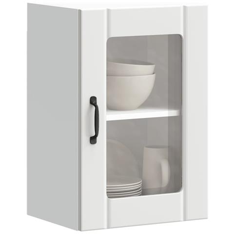 Pensile Da Cucina Con Porta In Vetro Lucca Bianco - Foto 1