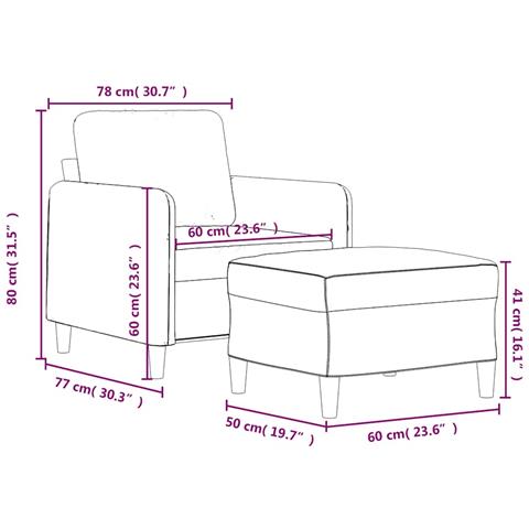 Poltrona con Poggiapiedi Marrone 60 cm in Velluto - Foto 2