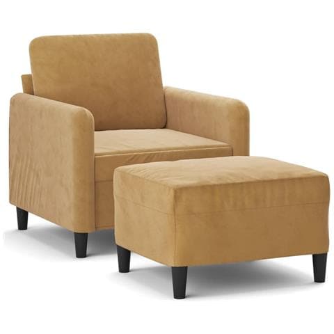 Poltrona con Poggiapiedi Marrone 60 cm in Velluto - Foto 1