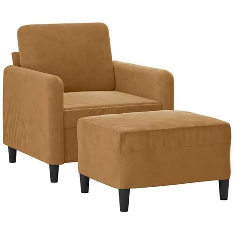 Poltrona con Poggiapiedi Marrone 60 cm in Velluto - Foto 7