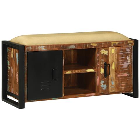 Panchina Cabinet Multicolore 100x35x50 cm Legno Massello di Recupero - Foto 2