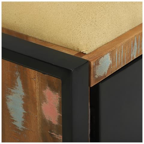 Panchina Cabinet Multicolore 100x35x50 cm Legno Massello di Recupero - Foto 9