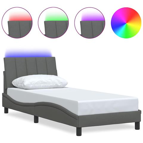 Giroletto senza Materasso Grigio Scuro 90x190 cm Tessuto - Foto 1