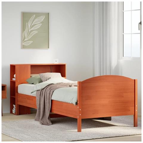 Letto Libreria senza Materasso Marrone Cera 100x200 cm in Pino - Foto 2