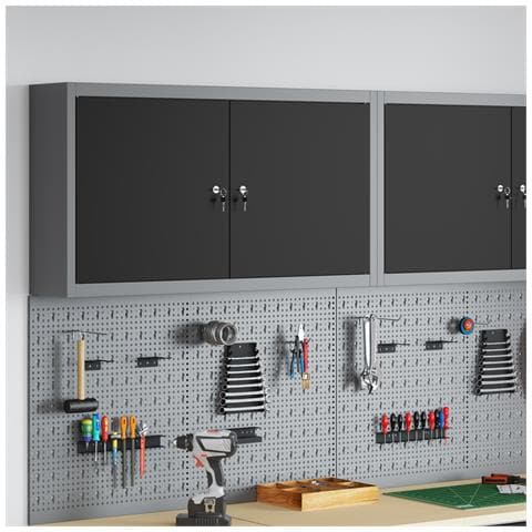 Armadio per attrezzi da parete  Nero 100x20x55 cm Acciaio - Foto 2