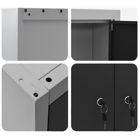 Armadio per attrezzi da parete  Nero 100x20x55 cm Acciaio - Foto 9