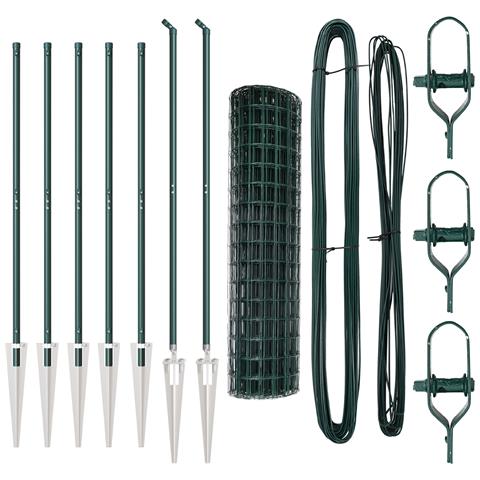 Recinzione Euro con 7 pali a spillo 1.4x10 m Acciaio Zincato Verde - Foto 1