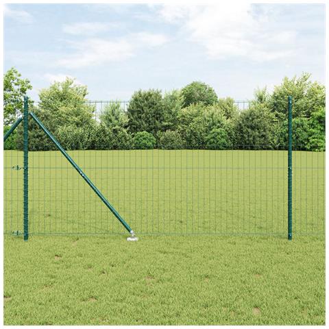 Recinzione Euro con 7 pali a spillo 1.4x10 m Acciaio Zincato Verde - Foto 2