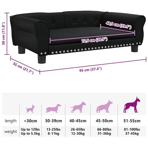 Lettino per Cani Nero 95x55x30 cm in Similpelle - Foto 7