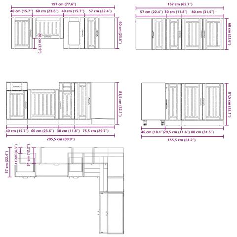 Set Mobili da Cucina 11 pz Kalmar Legno Vecchio in Truciolato - Foto 9