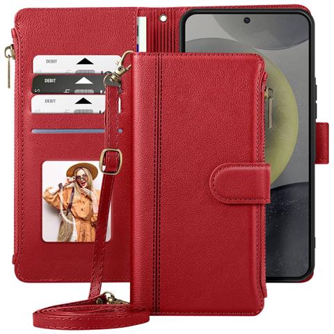 Custodia A Portafoglio Per Galaxy S25 / S24 Con Cerniera E Tracolla Staccabile - Foto 5