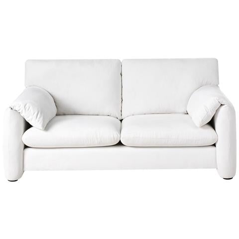 Divano 2 Posti Geta Tessuto Bianco Sporco - Foto 2