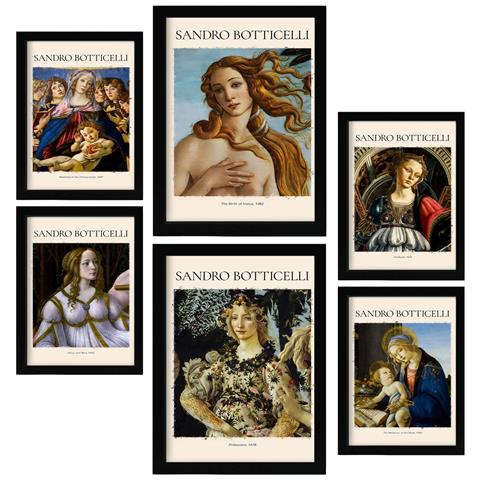 Set Di 6 Stampe Collezione Di Opere D'arte Di Sandro Boticelli Quadri Decorativi Per Il Tuo Soggiorno Stampe Artistiche Da Parete Per La Casa A3 & A4 Senza Cornice - Foto 1