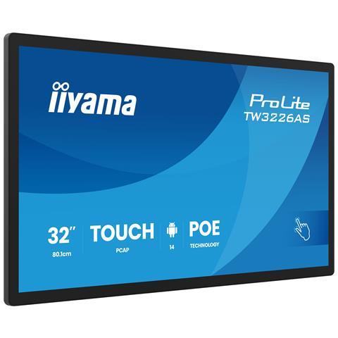 TW3226AS-B3P visualizzatore di messaggi Pannello piatto interattivo 80 cm (31.5") LED Wi-Fi 500 cd /m² Full HD Nero Touch screen Processore integrato Android 14 24/7 - Foto 1