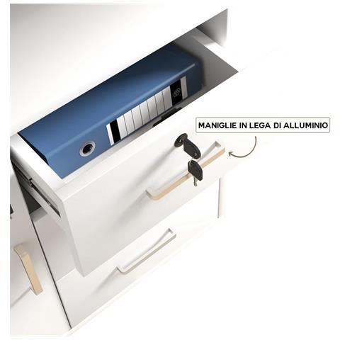 Mobile Schedario Per Ufficio Multiuso 3 Cassetti Armadietto Con Chiavi E Ruote - Foto 5