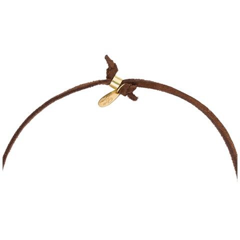 Collana In Pelle Marrone Con Doppio Cuore Dorato, Lunga 90 Cm - Foto 4