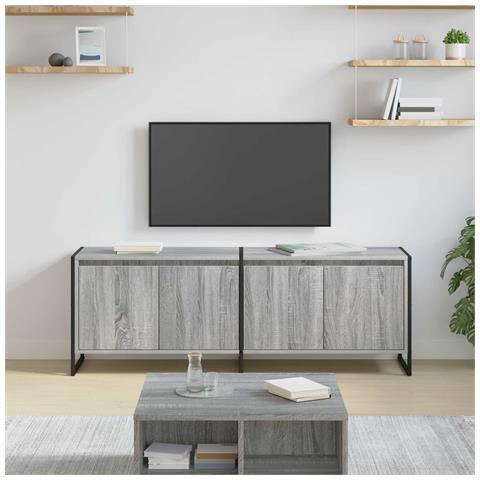 Mobile TV Grigio Sonoma 140 x 36 x 49.5 cm Legno multistrato - Foto 2
