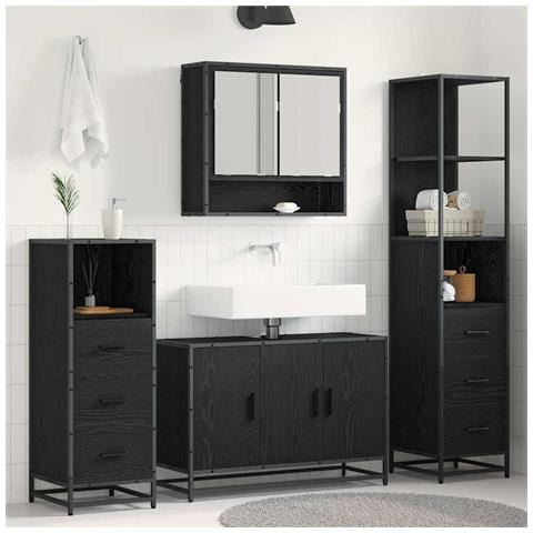 Set di mobili per il bagno con porta 3 pcs Rovere artigianale - Foto 2