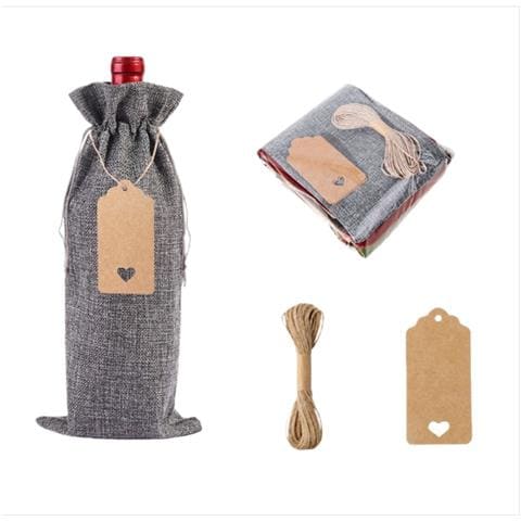 Confezione Da 24 Sacchetti Di Iuta Con Coulisse - Sacchetti Regalo Riutilizzabili Per Bottiglie Grey - Foto 1