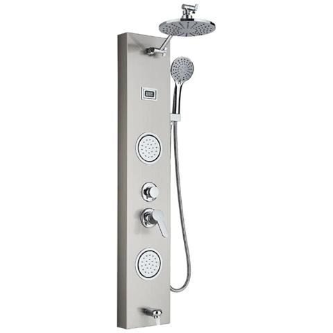 Pannello doccia Blackswan, modello M7004 nichelato con soffione, display digitale, bocca di erogazione e funzioni SPA, dimensioni 111 cm - Foto 1