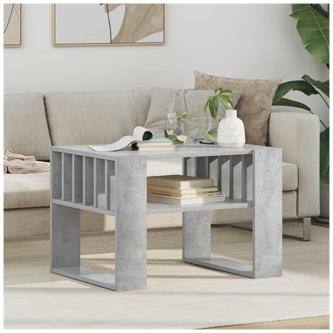 Tavolino da salotto Grigio cemento 66 x 49,5 x 45 cm - Foto 2