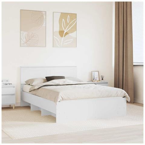 Struttura del letto Bianco 140 x 200 cm Legno multistrato - Foto 2