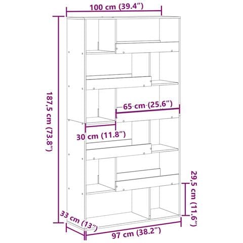 Libreria Rovere Artigianale 100x33x187,5 cm in Truciolato - Foto 9