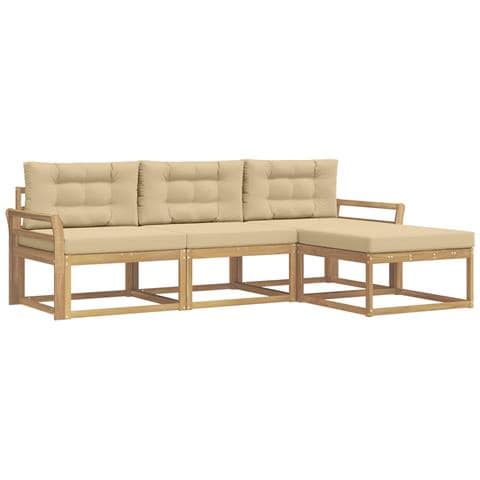 Set di divani da esterno 4 pcs Bianco e Beige Poliestere - Foto 1