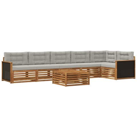 Set di divani da esterno 7 pcs Naturale e Grigio Chiaro - Foto 1
