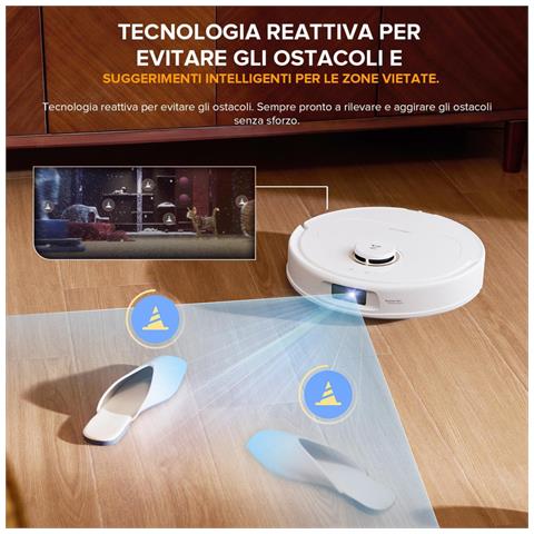 Qrevo S5V Aspirapolvere Robot e Lavapavimenti 2-in-1, Aspirazione 12000Pa, Doppio Sistema Anti-Groviglio, 2 Spazzole Rotanti Sollevabili, Evitamento Ostacoli Intelligente, Lavaggio automatico e asciugatura del panno, Bianco - Foto 10