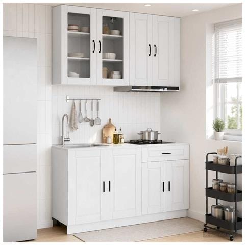 Unità Cucina PORTO 4 pcs Bianco Lucido Legno ingegnerizzato - Foto 2