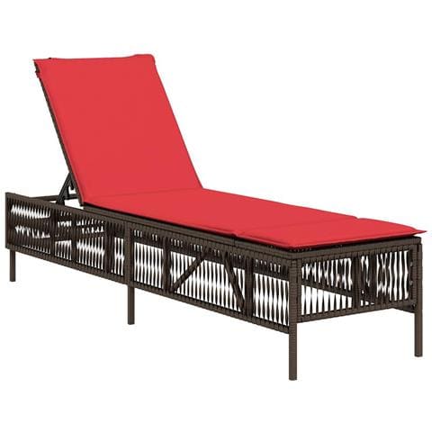 Lettino prendisole con Cuscino in Polyrattan Marrone - Foto 1