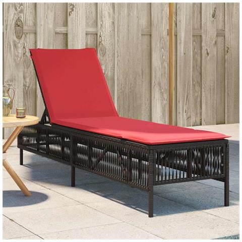 Lettino prendisole con Cuscino in Polyrattan Marrone - Foto 2