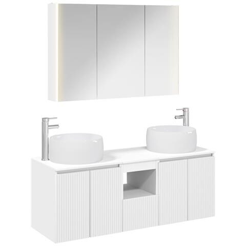 Set di Armadi da Bagno 4 pcs Bianco Legno ingegnerizzato - Foto 1