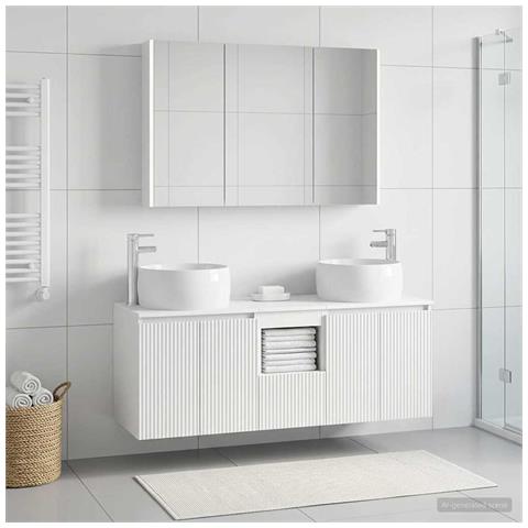 Set di Armadi da Bagno 4 pcs Bianco Legno ingegnerizzato - Foto 2