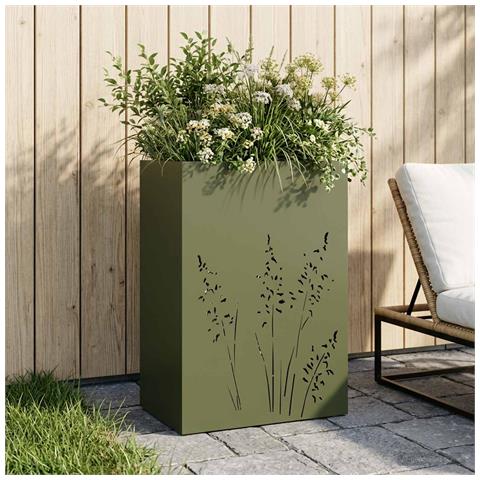 Vaso da giardino Verde Oliva 50 x 30 x 75 cm - Foto 2