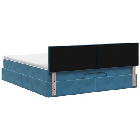 Letto ottomano con materasso Blu Scuro 160 x 200 cm Velluto - Foto 9