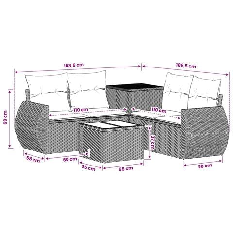 Set di divani 6 pz Beige e Bianco Crema - Foto 10